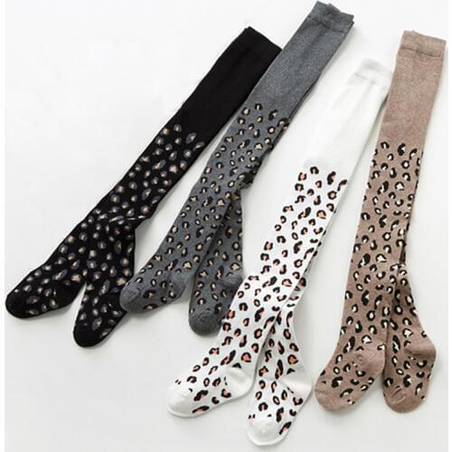 2 Pcs Autumn Girl Tights Winter Leopard-print Tights Children Pantyhose Stockings Kids Knee High Soft Baby Girl Tights 2-9 Yrs