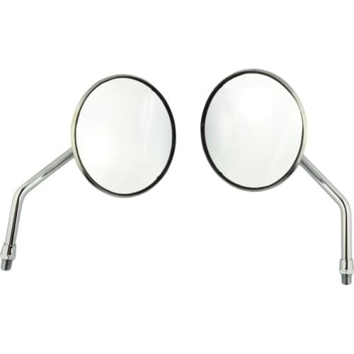 Round Chrome Motorcycle Rear Mirror Motorbike Side Rearview Mirror 10mm Left and Right Rear Side Mirrors for Universal Mirror