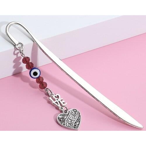 New Design Fish Hooks Anchor Eye Beads Bookmark Love Mom Book Mark Stationery Metal Bookmarks Page Holder Teachers' Day Gifts