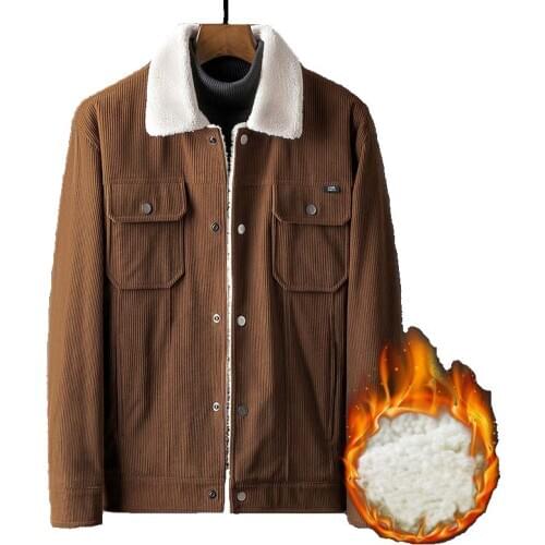 Mcikkny Men Winter Corduroy Jackets And Coats Fleece Lined Warm Outwear Top For Male Clothing Size M-3XL Thermal