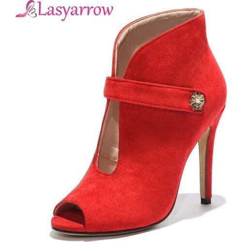 Lasyarrow Gladiator Shoes Woman Fashion Peep Toe Ankle Bootie High Heel Stiletto Pumps Wedding Shoes Zapatos Mujer Botas RM210