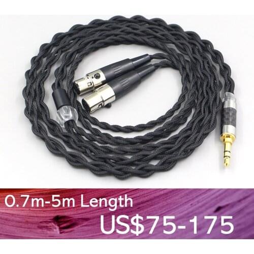 LN007448 Pure 99% Silver Inside Headphone Nylon Cable For Aeolus Atticus Auteur Blackwood Eikon Ori Verite Vibro Earphone