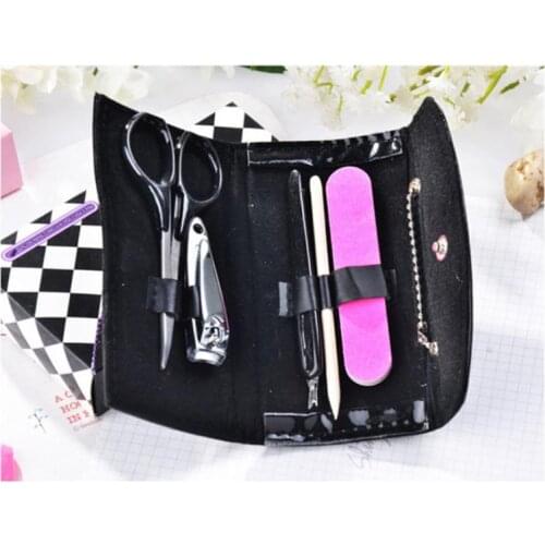 Nail clipper 100sets/lot Bridal Wedding Favor Little Black Purse Patent-Leather Five-Piece Manicure Set SN364