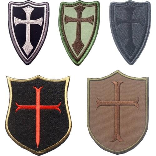 Knights Templar Embroidery Patch Paladin Saint Cross Shield Armband Badge Decorative Sewing Applique Tactical Patches