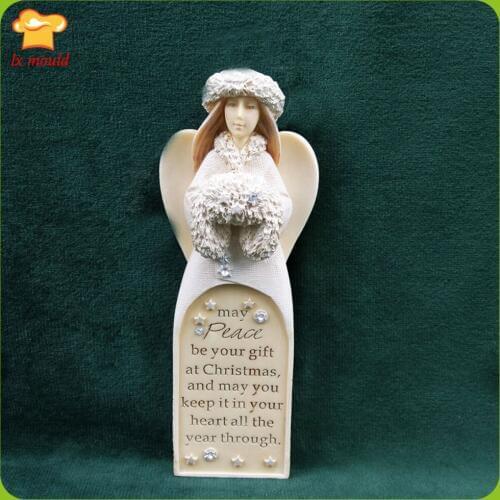 2020 New Christmas Angel Statue Faith and Peace Glue Mold Home Candle Piece Plaster Aroma Mould