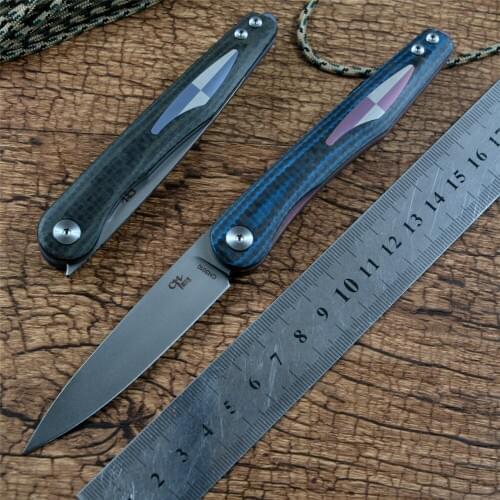 CH New M390 Blade Pocket Knife Ceramic Ball Bearing Carbon Fiber Handle Outdoor Camping Hunting Flipper Folding Knife EDC CH3010