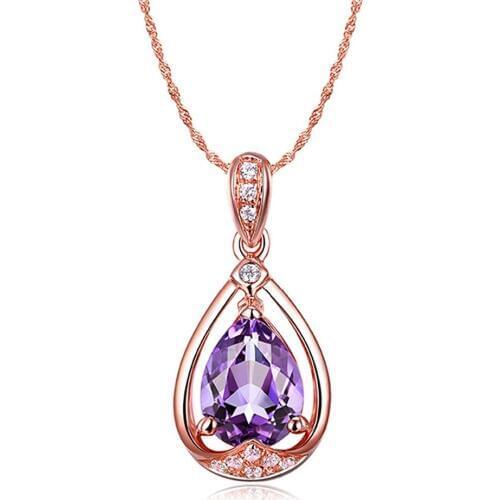 MOONROCY Rose Gold Color CZ Crystal Chokers Pendant Necklace Purple Green for Women Girls Dropshipping Jewelry Wholesale Gift