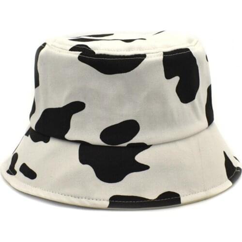 2021 Summer Bucket Hat Cow Print Sun Protection Wide Brim Anti-UV Fishing Cap Bucket Cap Fashion Accessories Outdoor Sports Caps