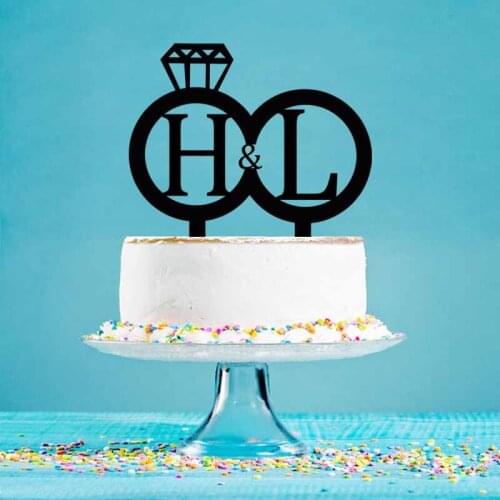 Personalized Wedding Cake Topper Custom First Alphabet of Couples Name Diamond Cake topper For Wedding Anniversary Decor YC096