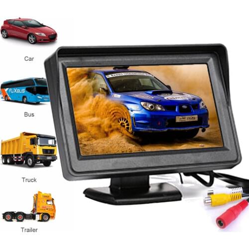 2020 Hot Display Screen Car Rearview Monitor 4.3in 16:9 with 2 Way Video Input for Rear View Backup Reverse Camera Universal Car