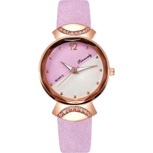 Cherry Powder Luxury Women Dress Watches Simple Female Quartz Leahter Watch Womens Fashion Top Brand Casual Wristwatches
