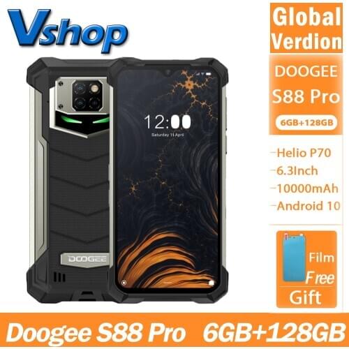 IP68/IP69K DOOGEE S88 Pro Rugged 6GB+128GB Mobile Phone 10000mAh telephones Helio P70 Octa Core smartphone Android 10 OS