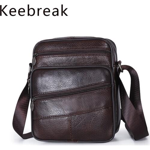Keebreak Genuine Leather Bag For Men Crossbody Cross Body Single Shoulder Man Business Flap Bag Small Messenger Bandolera Hombre