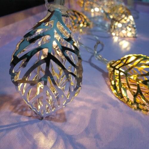 Hollow LED String Lights Leaves Leds Light for Window Decoration Battery Power Outdoor Ornament Garland Curtain Fairy Guirlande