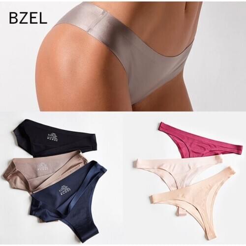 Seamless Panties For Women Sexy Silk Female Underwear Solid Low-Rise Breathable Womens Thong Fashion Large Size Panty XXL