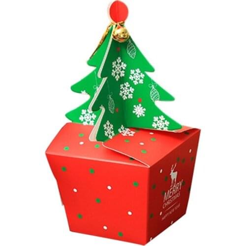 Merry Christmas Tree Bell Party Paper Favour Gift Sweets Carrier Bags Boxes Ornament Gift New Year