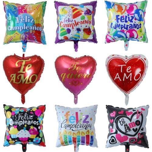 50pc 22inch Feliz cumpleanos Spanish balloon TE AMO helium ballon happy birthday party wedding air globos Valentines Day baloes