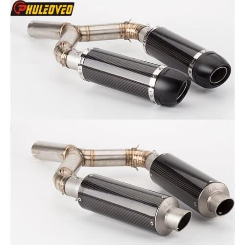 For Motorcycle Aprilia SHIVER 750 2008-2016 Exhaust System Dual Link Pipe Carbon Motorbike Muffler Escape for Aprilia Motorcycle