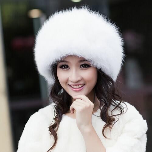 2021Women Hats Lady Russian Tick Fluffy Imitation Fox Fur Hat Headband Winter Earwarmer Ski Hat Female Hats For Autumn Winter