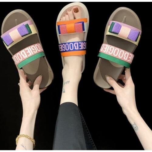 Korean Style Summer Womens Slippers 2021 New Thick Muffin Heel Shoes for Women Solid Color Flip Flop Woman Slipper A020