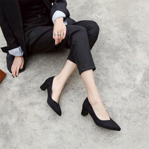 Big Size 9 10 11 12 13 14 15 16 17 ladies high heels women shoes woman pumps Pointed heavy-heeled single shoe