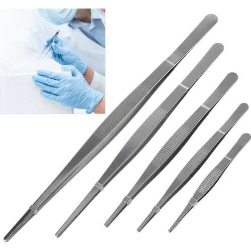 5 Sizes Toothed Tweezers Barbecue Stainless Steel Long Food Tongs Straight Home Tweezer Garden Kitchen BBQ Tool