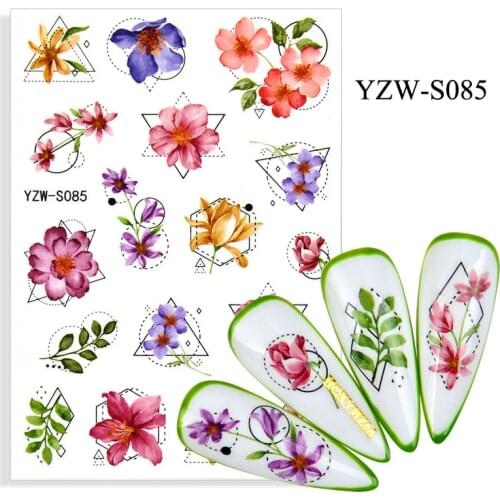 3D Nail Sticker Orchid Peony Plant Slider Nails Art Decoration Wraps Decals Design Adhesive Manicure Tips Stickers Pegatina