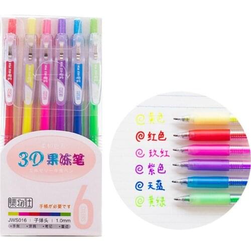 6Pcs/Set Colorful Highlighter Writing Pens Students School Supplies Stationery