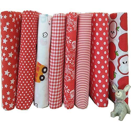 8pcs 25X25cm Mixed Red And White Series 100% Cotton Fabrics Bundle Sewing Quilting Fabric For Patchwork Needlework DIY Cloth