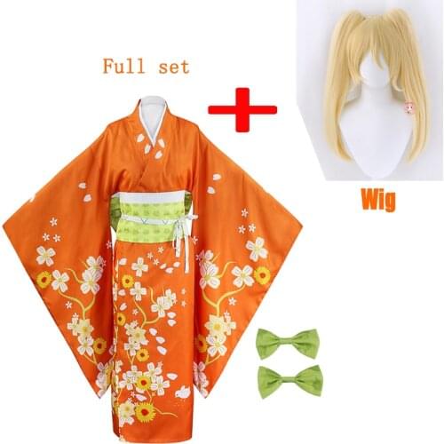 Anime Super Danganronpa 2 Hiyoko Saionji Hiyoko Cosplay Costumes Adult Women Orange Dress Kimono Halloween Clothing Kostuums