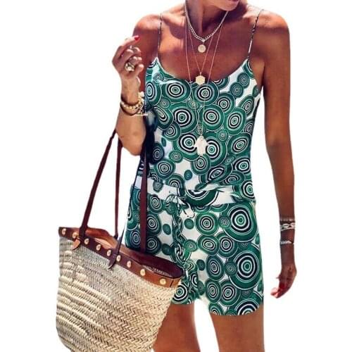 BAMBOOBOY Women Fashion Chic New Printed Suspender Drawstring Fitness Top and Shorts Two Piece Suit Casual Set FD349