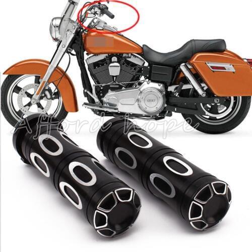 For BMW Honda Yamaha Suzuki Kawasaki Harley Bobber Chopper Custom Aluminum 1Inch 25mm Handle Bar Hand Grips Black