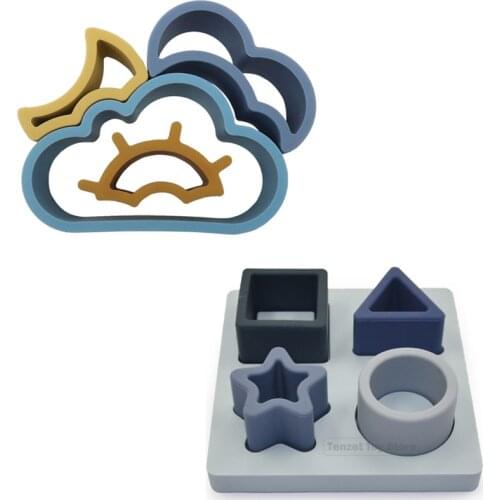 Geometry Silicone Stacking Building Block Creative Weather Cloud Snow Sun Puzzles Educational Early EducationFun Toys