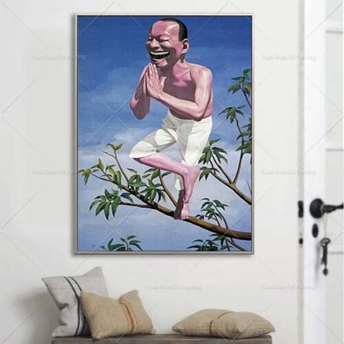 Like Buddhist Yueminjun Lucky Face Oil Pianting Handpainted Abstract Painting For Living Room Home Decor