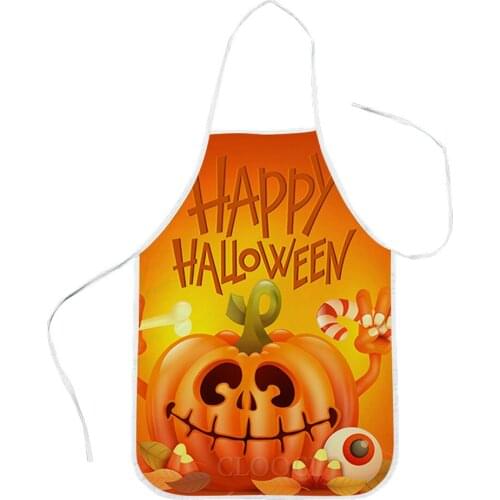 CLOOCL Halloween Theme Kitchen Aprons Happy Halloween Pumpkin Print Festival Party Home Cleaning Tools Baking Aprons