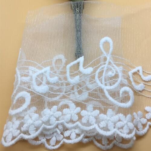 1 Yard Mesh Musical Note Embroidery Lace Trimmings White Lace Ribbon For Wedding Dresses DIY Sewing Accessories Home Decoration