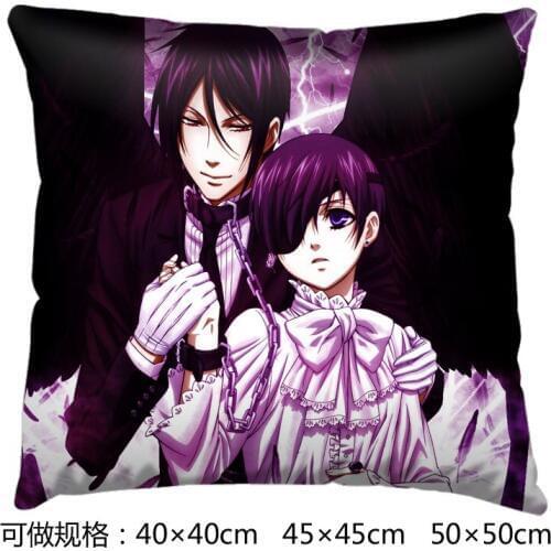 40x40CM Cotton&Polyester Pillow Printed W-Ciel&Sebastian of Anime Black Butler Cosplay Gift Accessories (Pillowcase and Inner)