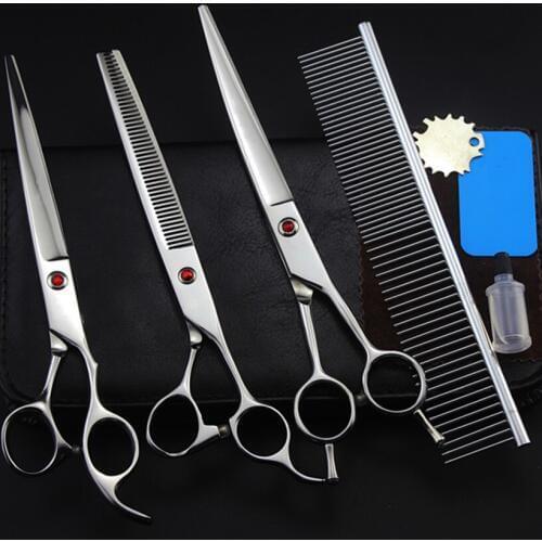 Professional 4 kit Japan 8 inch pet grooming shears cutting hair scissors set dog grooming thinning barber hairdressing scissors