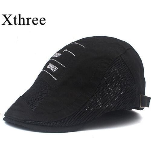 Xthree Fashion Mesh Beret Cap Cotton Hats for Men and Women Visors Sunhat Gorras Planas Flat Caps Adjustable Berets
