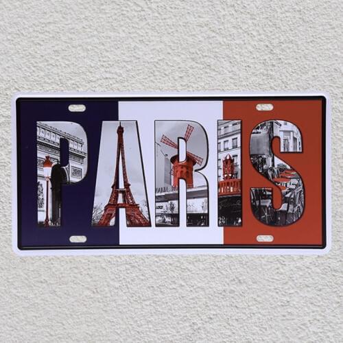 1 pc Paris France french flag Lyon Lille Tin Plates Signs Brussel wall man cave Decoration Metal Art Vintage Poster
