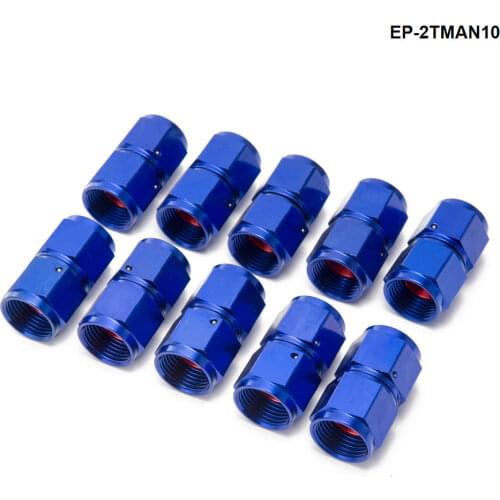 10PCS/SET Blue AN10 Fuel Oil Fitting Aluminum Hose End Adaptor 2 Side Female Fitting EP-2TMAN10