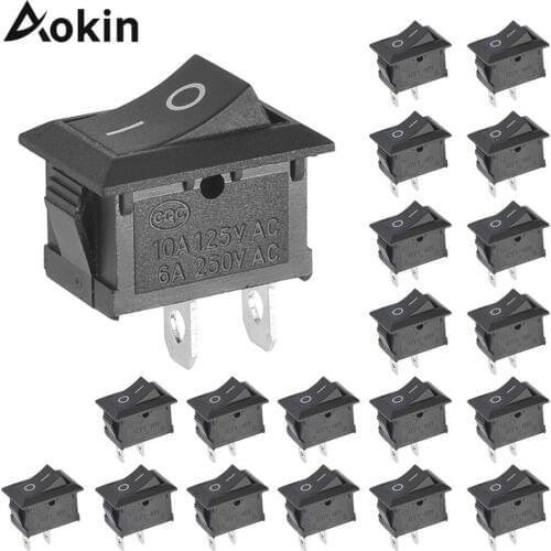 10PCS Switch ON-OFF KCD1 15*21mm 2pin Ship Type Switch 6A 250V 10A 125V 15X21 Rocker Switch power switch black New