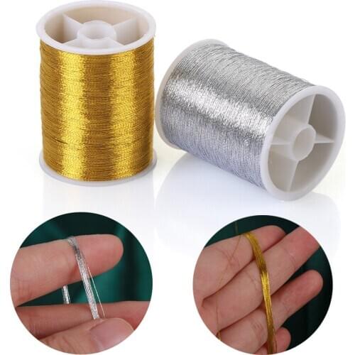 100M Gold Silver Durable Overlocking Sewing Machine Threads Polyester Cross Stitch Strong Threads Embroidery Supplies With Spool