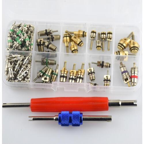 102 Pieces Assortment A/C Shrader Valve Core & Tool R134 R12 Valves HVAC kit