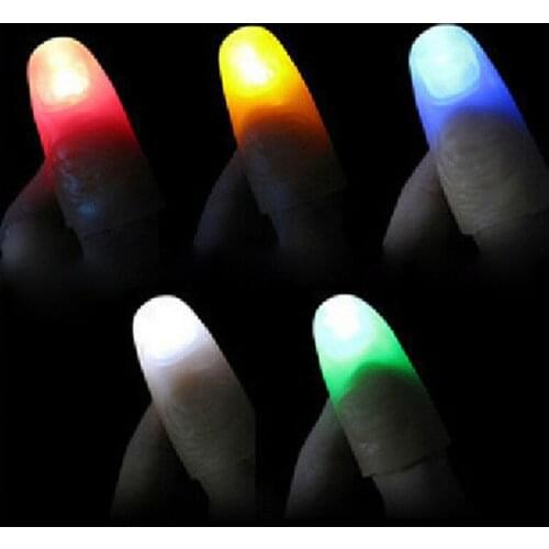 Hot Sale 2Pcs Magic Super Bright LED Light Up Thumbs Fingers Trick Appearing Light Close Up Light-Up Toys