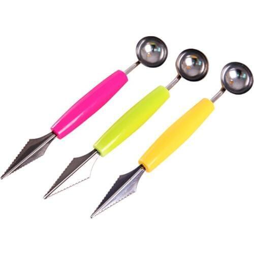 2 In 1 Dual-Head Fruit Baller Spoon Stainless Steel Carving Knife Cutter carving Creative Ice Cream Ball Scoop Kitchen Tools