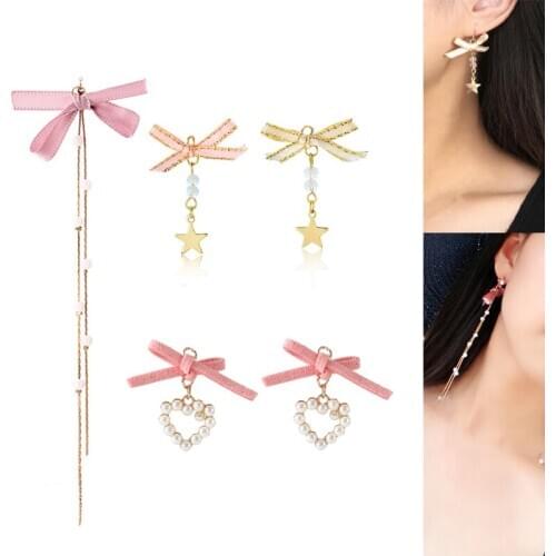 2020New 60Pcs Ribbon bow and Pearl Tassel button for DIY Jewelry Earring or Necklace Pendants and hair accessories BY51-BY53