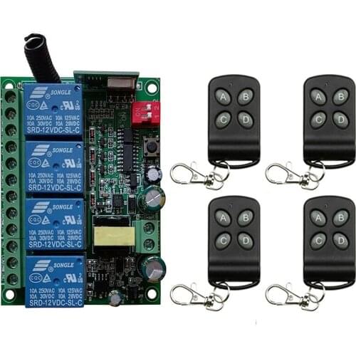 315MHZ/433MHz Universal Wireless Remote Control AC110V 220V 230V 4CH Relay Receiver Module RF Switch for Gate Garage opener