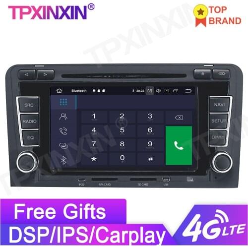 6+128G Android 11 For AUDI A3 2003-2013 Car Multimedia Stereo Player Headunit Audio GPS Navigtion Radio 4G LTE Wireless Carplay