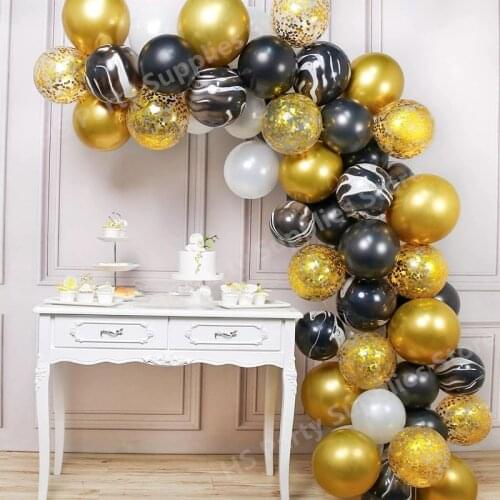 72pcs/set black agate balloon Metallic gold Balloon Arch Kit Wedding baby Birthday Party 12inch Confetti Balloons Garland Decor